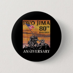 Iwo Jima 80th Anniversary Wwii Veteran Us Flag 4th 2 Inch Round Button