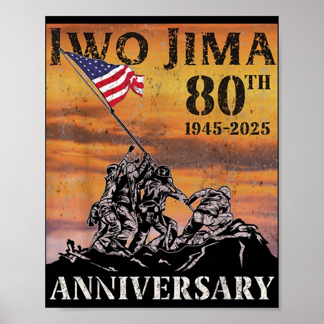 Iwo Jima 80th Anniversary Wwii Veteran Us Flag 4th Poster (Front)