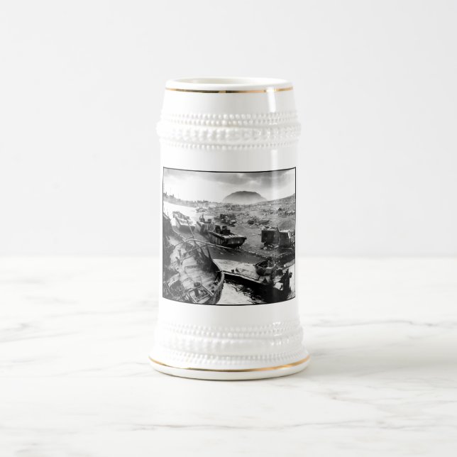 Iwo Jima Beach Painting Beer Stein (Center)