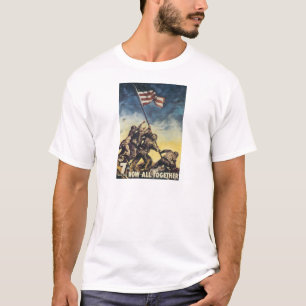 Iwo Jima flag raising colour war graphic vintage T-Shirt