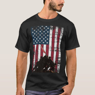 Iwo Jima Flag Raising Distressed Us Flag Wwii Vete T-Shirt