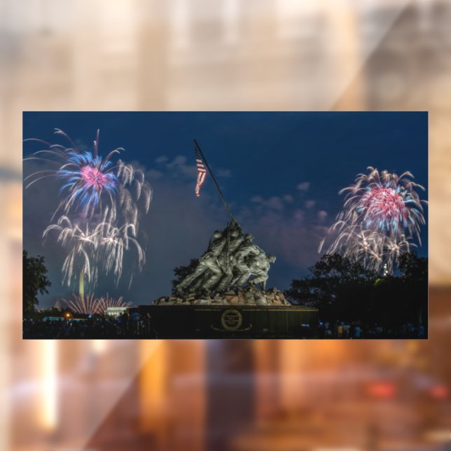 Iwo Jima Memorial During Fireworks on 4th July Window Cling (Sheet 2)