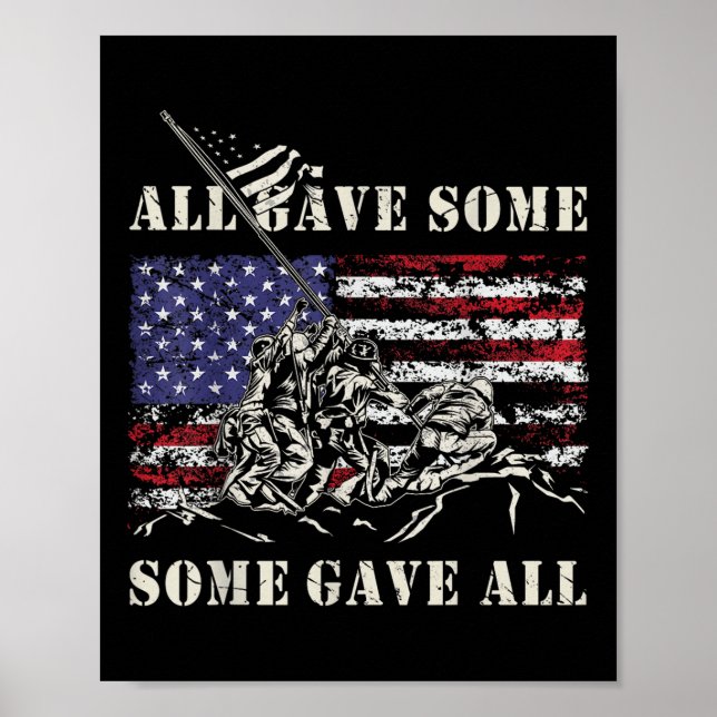 Iwo Jima Wwii Veteran 4th Of July Army Us Flag Poster (Front)