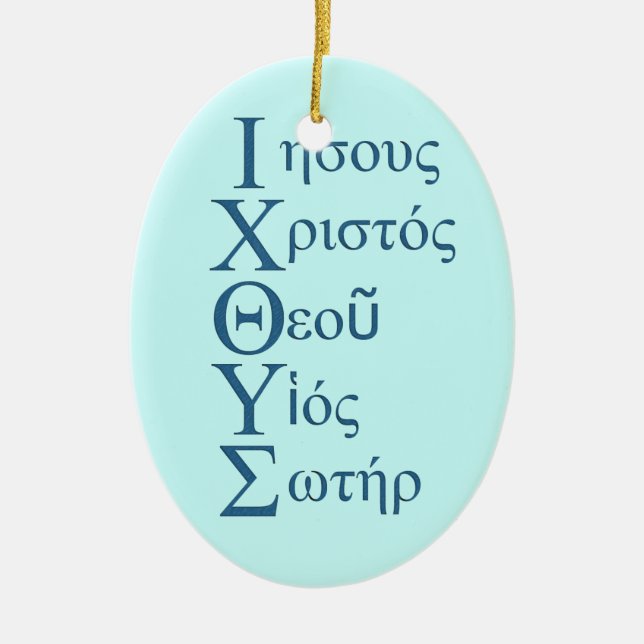 IXOYE Acrostic (Blue) Ceramic Ornament (Front)