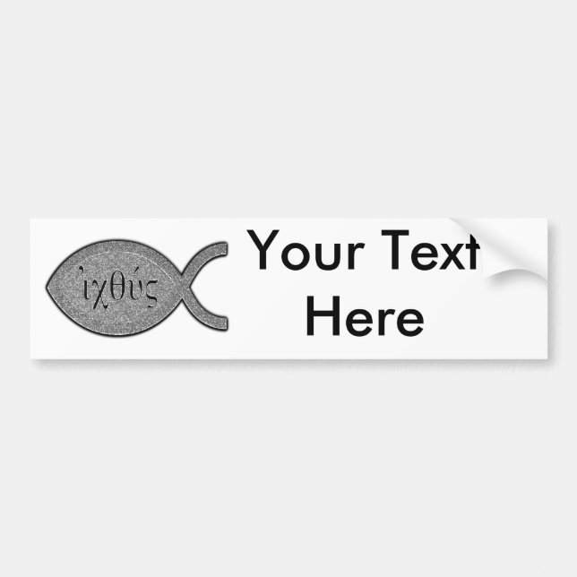 IXOYE Christian Fish Symbol - Stone Effect Bumper Sticker (Front)