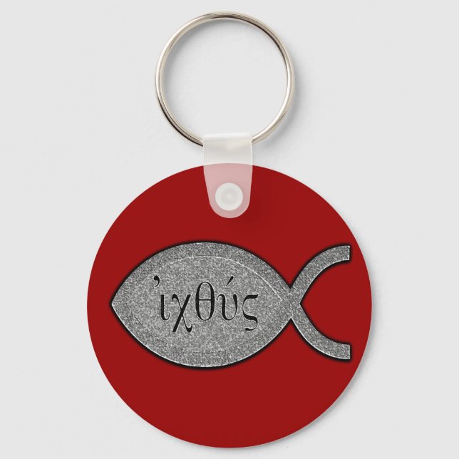 IXOYE Christian Fish Symbol - Stone Effect Keychain (Front)