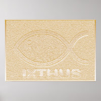 IXTHUS Christian Fish Symbol - Gold