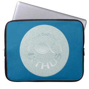 IXTHUS Christian Fish Symbol - SILVER Laptop Sleeve