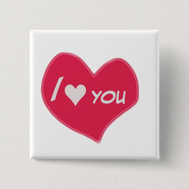 “I🤍You Heart – Cute Romantic Gift Design” 2 Inch Square Button (Front)