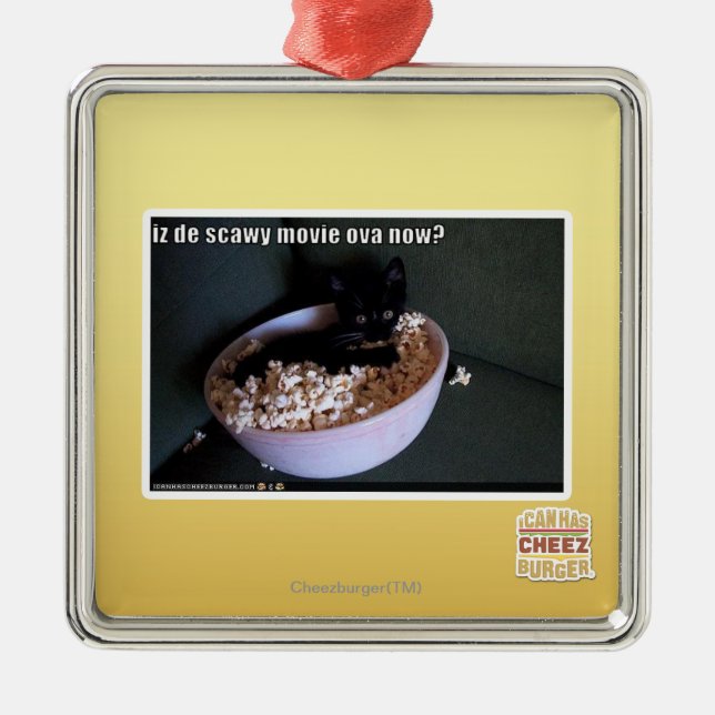 Iz de scawy movie ova now? metal ornament (Front)