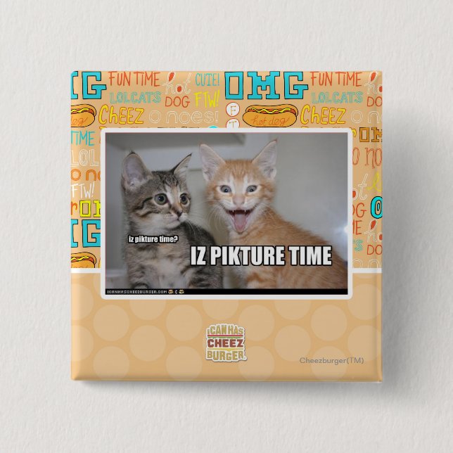 iz pikture time 2 inch square button (Front)