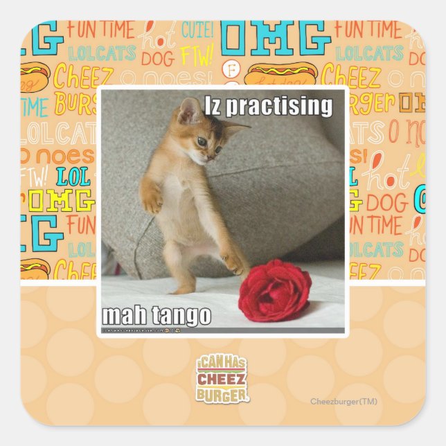 Iz practising mah tango square sticker (Front)
