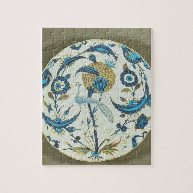 Iznik dish painted with a peacock perched among fl jigsaw puzzle (Vertical)