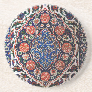 Iznik Floral Ethnic Tribal Turkish Mosaic Pottery Coaster