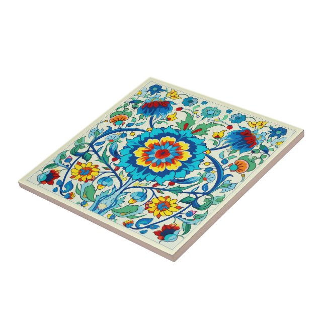 Iznik pastel Serene Garden Tile (Side)