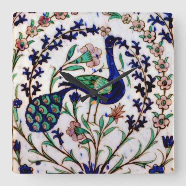 Iznik Peacock Wall Clock (Front)