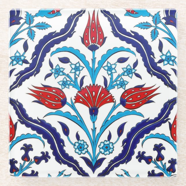 Iznik Tiles Glass Coaster (Front)