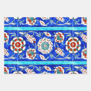 iznik tiles wrapping paper sheet