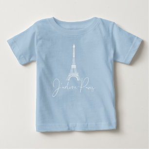 J' adore Paris Eiffel Tower Cute Blue Baby T-Shirt
