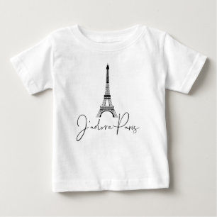 J' adore Paris Eiffel Tower Cute White Baby T-Shirt