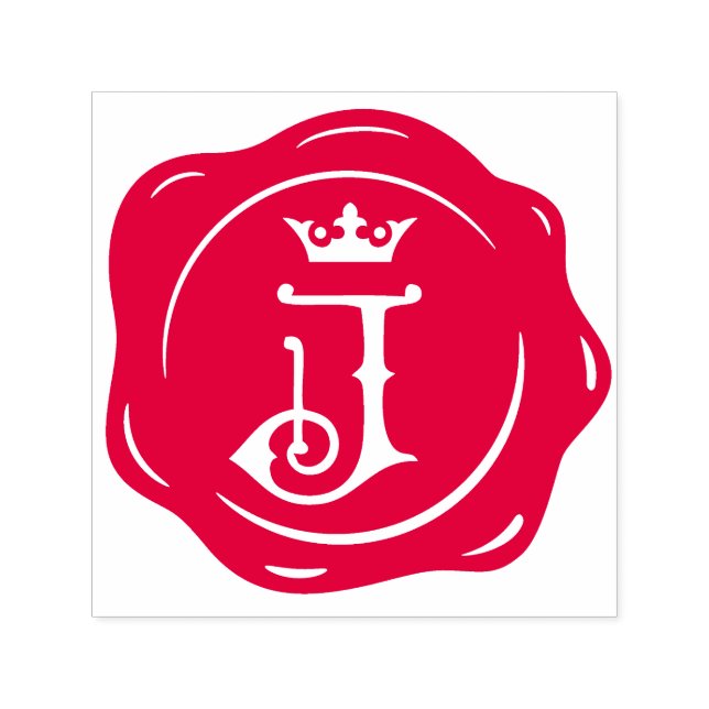 J - Antique Wax Seal Gothic Crown Initial Letter Self-inking Stamp (Design)