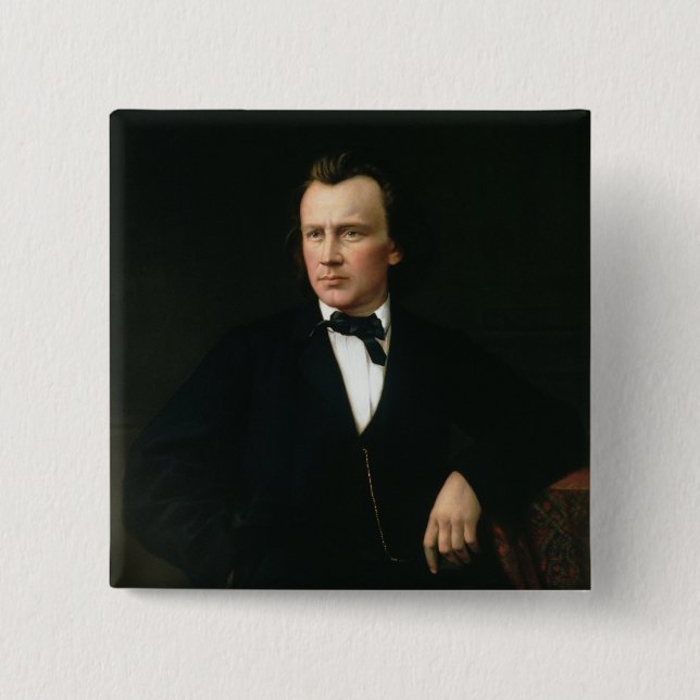 J. Brahms, c.1860 2 Inch Square Button (Front)
