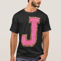 J - Bubblegum Glitter Varsity Letter Patches Stick