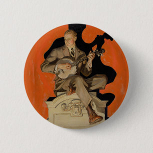J.C. Leyendecker Banjo Player 1920 Art Deco Art 2 Inch Round Button