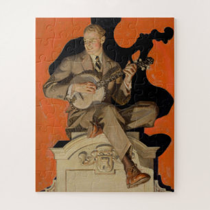 J.C. Leyendecker Banjo Player 1920 Art Deco Art Jigsaw Puzzle
