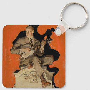 J.C. Leyendecker Banjo Player 1920 Art Deco Art Keychain