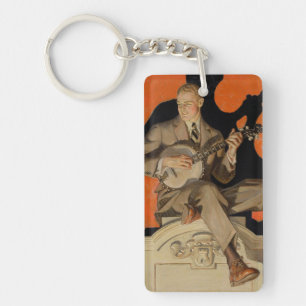 J.C. Leyendecker Banjo Player 1920 Art Deco Art Keychain