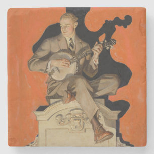 J.C. Leyendecker Banjo Player 1920 Art Deco Art Stone Coaster