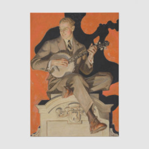 J.C. Leyendecker Banjo Player 1920 Art Deco Art Tissue Paper