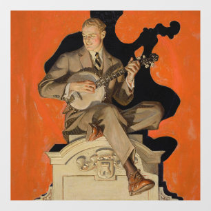 J.C. Leyendecker Banjo Player 1920 Art Deco Art Window Cling