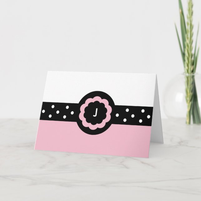 J : : Carte rose de monogramme et blanche (Devant)