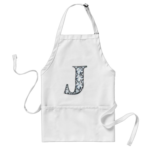 "J" Diamond Bling Apron (Front)