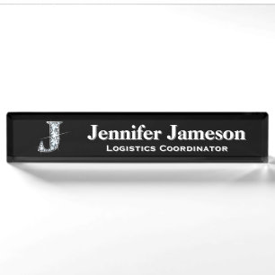J Faux Diamond Desk Nameplate