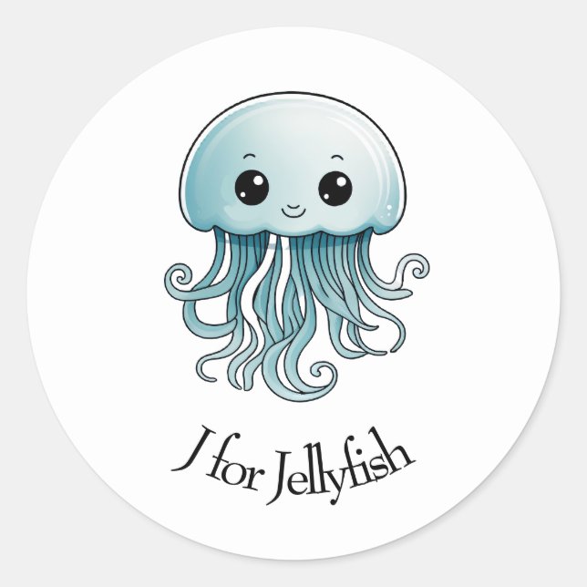 J for Jellyfish Classic Round Sticker (Front)