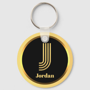 J Gold Monogrammed Letter Personalised Keychain
