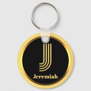 J Gold Monogrammed Letter Personalised Keychain