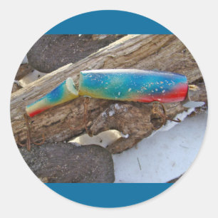 J & H "WIG LIT" Vintage Saltwater Lure Items Classic Round Sticker
