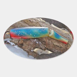 J & H "WIG LIT" Vintage Saltwater Lure Items Oval Sticker