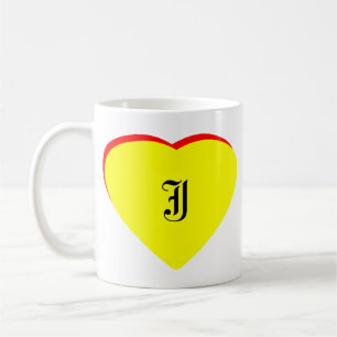 "J" Heart Yellow Red Wedding Invitation The MUSEUM Coffee Mug