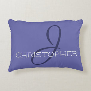 J Initial Custom Name Blue Periwinkle Accent Pillow