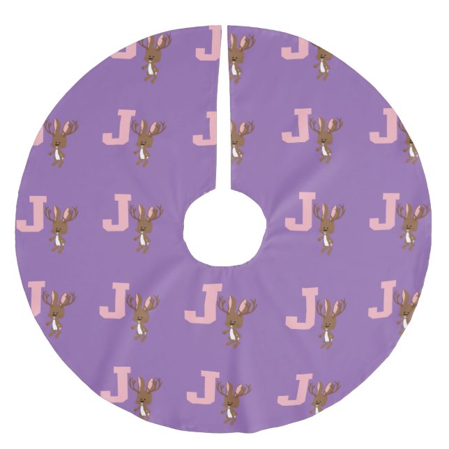 J is for Jackalope Brushed Polyester Tree Skirt (Front)