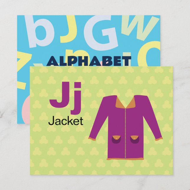 J is for Jacket - Alphabet Flash Card (Front/Back)