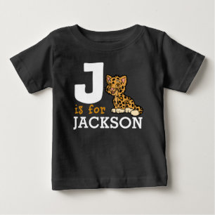 J is for JAGUAR & Kids Name Personalized Baby T-Shirt