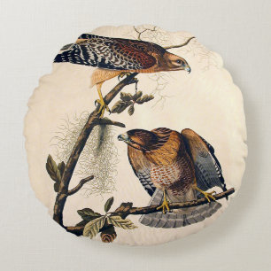 J.J. Audubon (Red Shouldered Hawk) (1829) Round Pillow