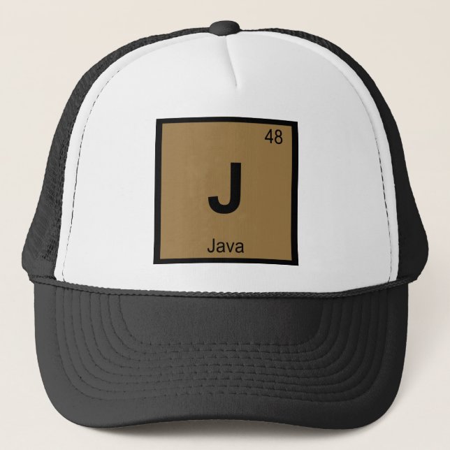 J - Java Coffee Chemistry Periodic Table Symbol Trucker Hat (Front)
