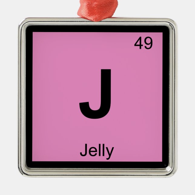 J - Jelly Chemistry Periodic Table Symbol Metal Ornament (Front)
